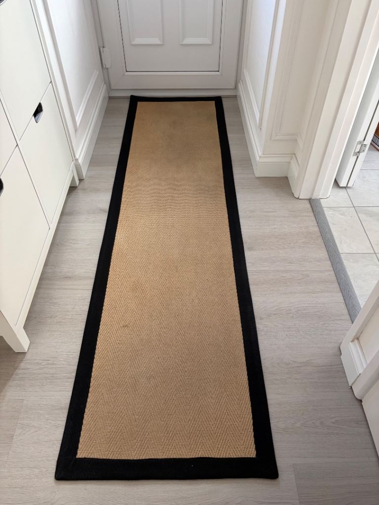 Dunelm herringbone black border runner