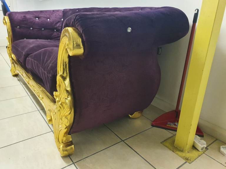 Popular deep purple luxury american diner two three seater sofa couch elegant wedding sofa