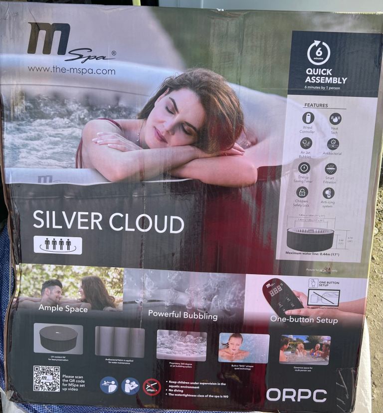 MSpa Silver Cloud Inflatable Hot Tub -Collection only