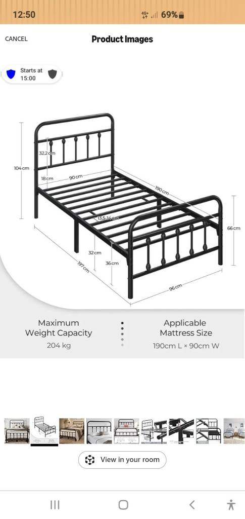 Bed frame and mattress 
