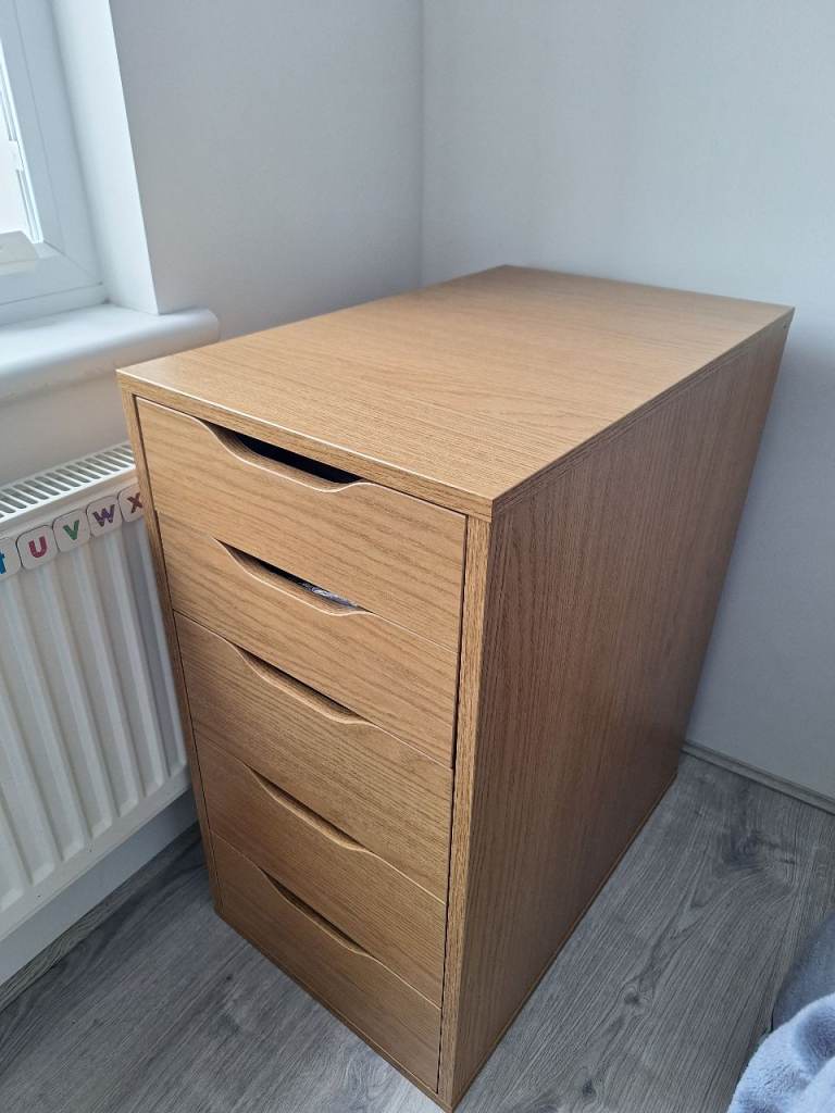 IKEA ALEX 5-drawer twin unit (oak effect & white)