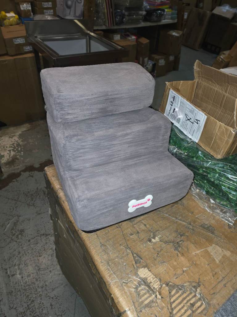 A new grey 3 Steps Pet Dog Ladder Soft Stairs Puppy Doggy Washable Cover 