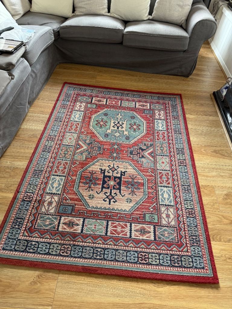 VINTAGE STYLE GEOMETRIC WOOL RUG - large 