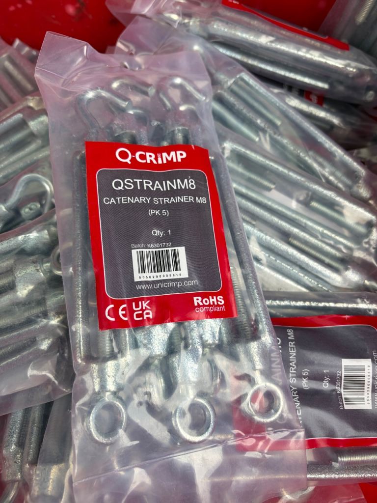 5-off (1 pack) Q Crimp hook eye turnbuckle 8mm Q Crimp Catenary cable strainer tensioner