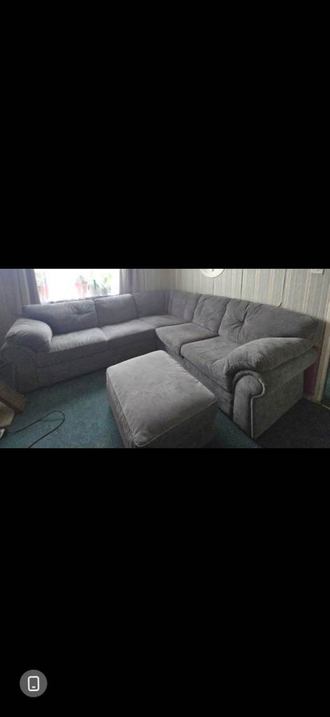 Large Grey Corner Sofa with Ottoman - Great Condition 