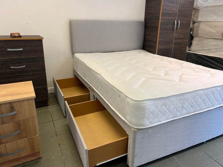 image for DIVAN 4FT Small Double Bed Base With Mattress & Storage Drawers >> Amazing Price 20% Off >>>>