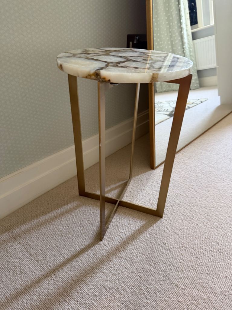 West Elm Agate Side Table - Neutral/Antique Brass