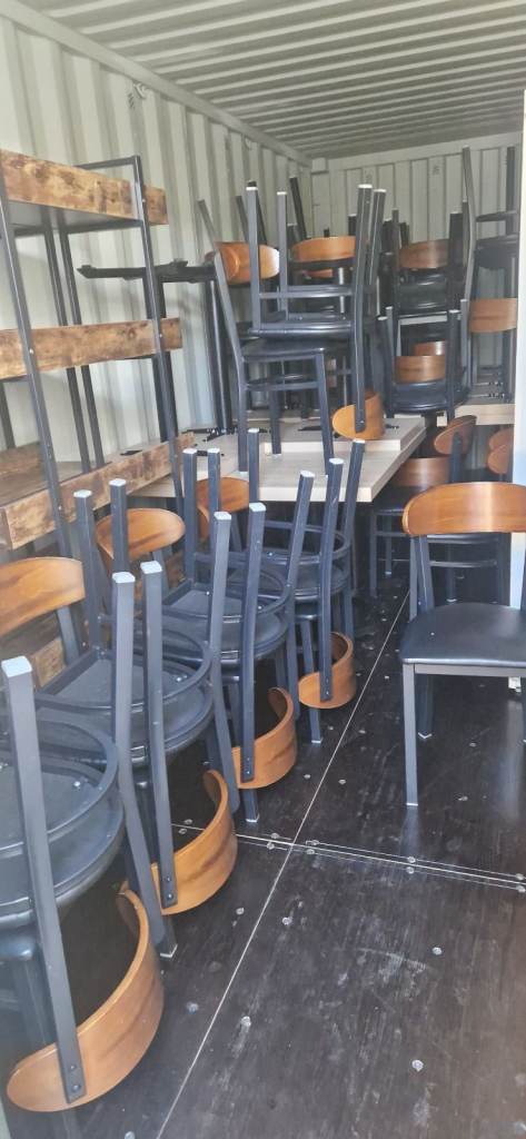 Open to offers...Wood/faux leather cafe chairs and tables. (Price is £1 for listing purposes only) 