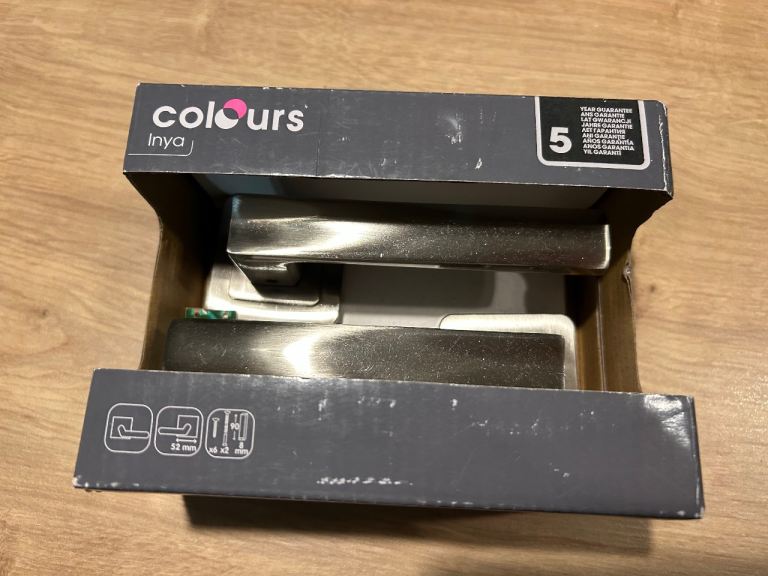 Set of two door handles, Inya, pewter colour