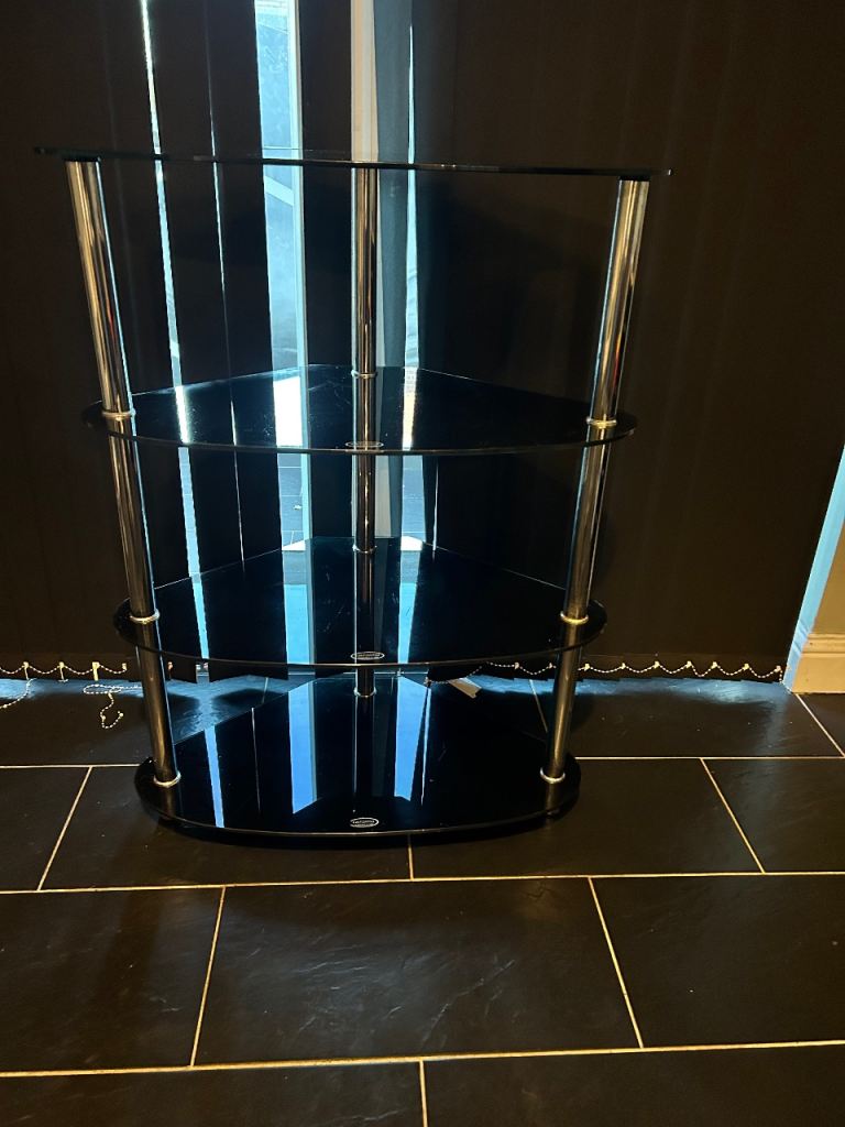 Black Glass TV Stand / Corner Unit – Good Condition