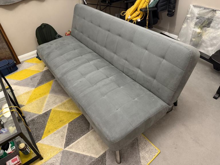 image for Grey Sofa Bed – Good Condition, Folds Flat, Ideal for Living Room/Spare Room / Guests