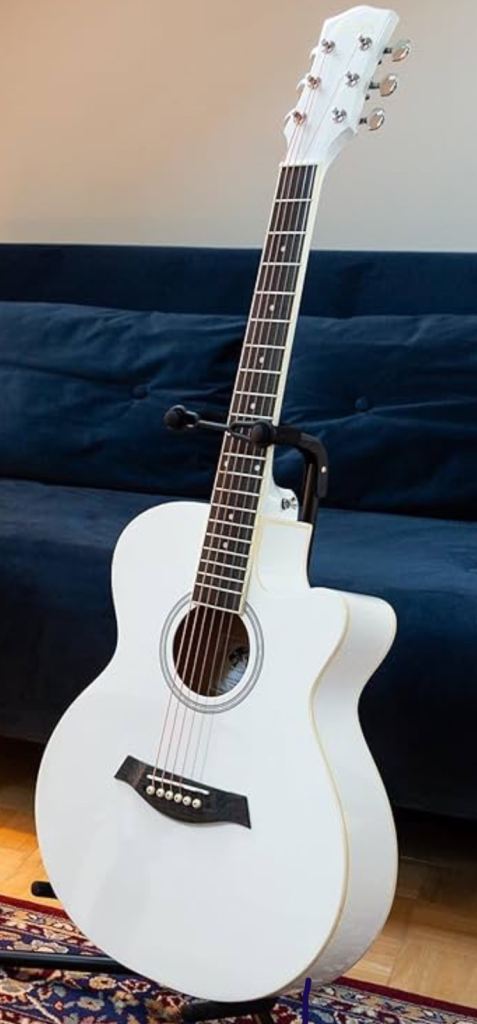 image for Tiger ACG1-WH white Acoustic Guitar Steel Strings – 3/4 Size – for Beginners. As new. Fully boxed 