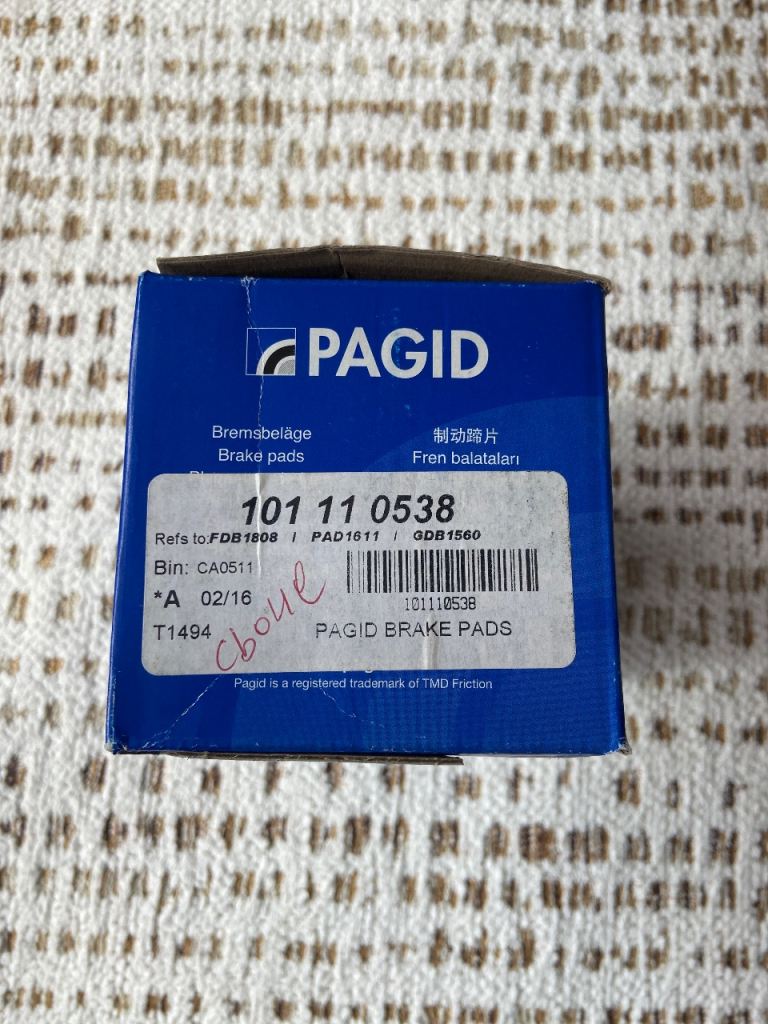 Pagid rear brake pads - 101 11 0538 - bought for BMW E91