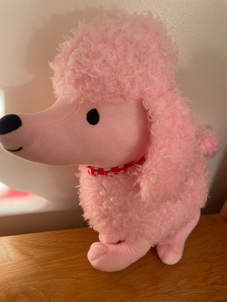 Pink soft poodle dog cushion