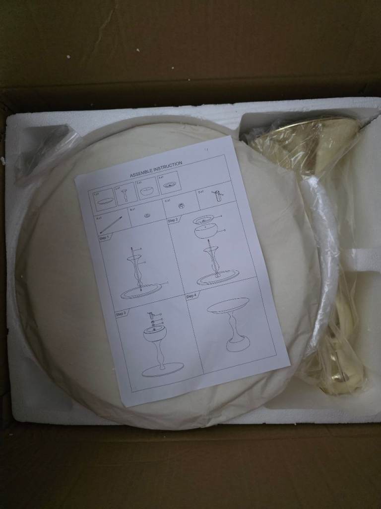 Stylish White and Gold Side Table – Brand New