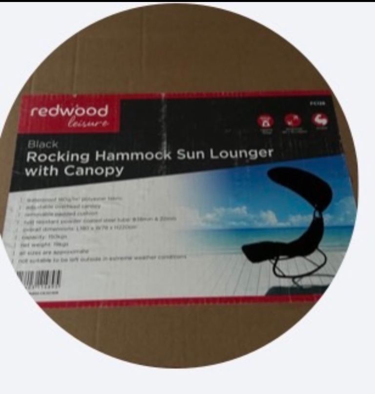 Garden rocking sun lounger hammock with canopy & cushion