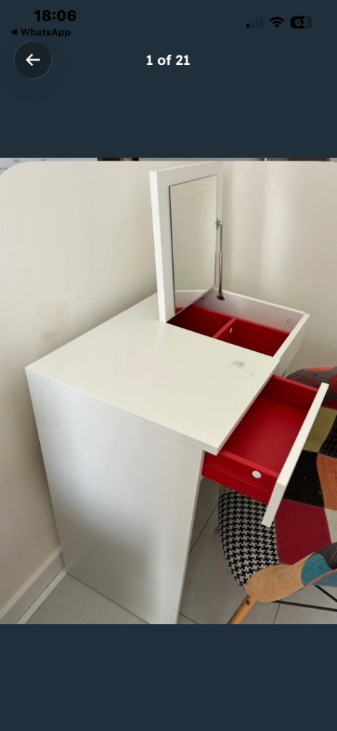Dressing table IKEA in VGC red interior with or without chair 