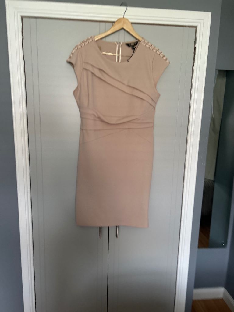Lipsy Beige Bodycon Dress - Size 20, Great Condition