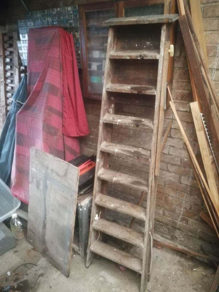 Vintage Wooden Step Ladder 185cm