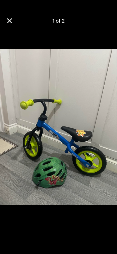 Dinosaur 10” Balance Bike & Helmet 