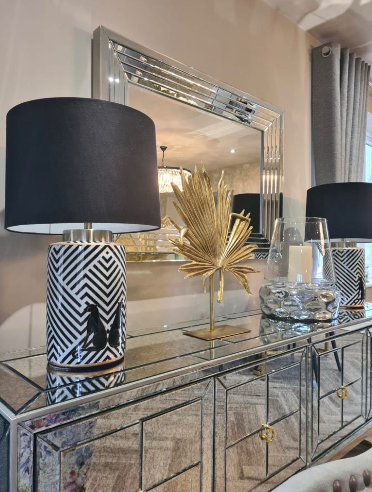 Lovely Mirrored Antique Glass Sideboard with Four Doors