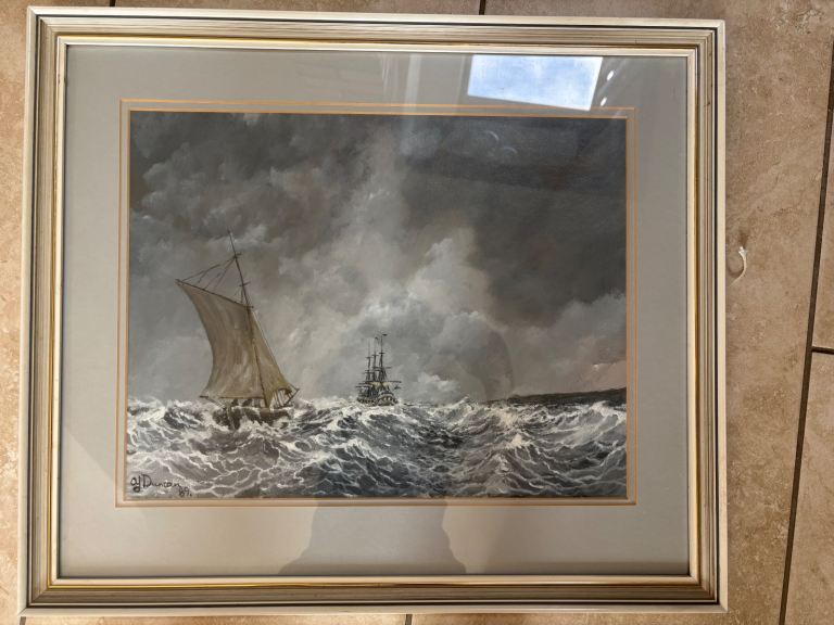 Pair of privately commissioned oil painting professionally framed behind glass
