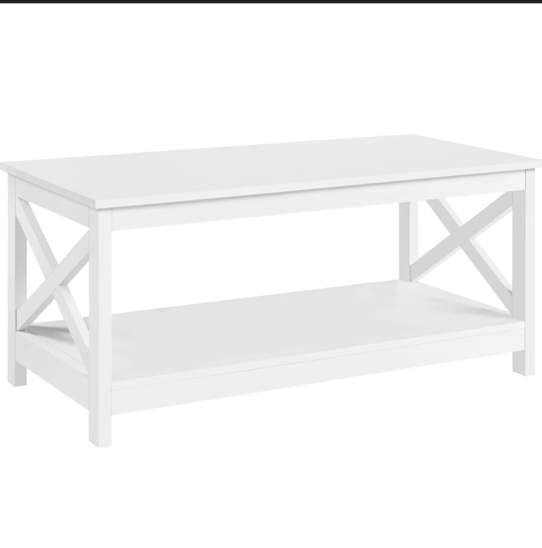 New Coffee Table with Shelf - Modern Cross Design