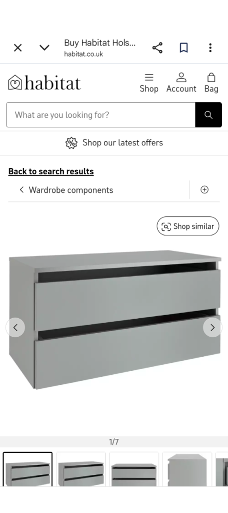 Habitat Holsted large 2 drawer internal chest