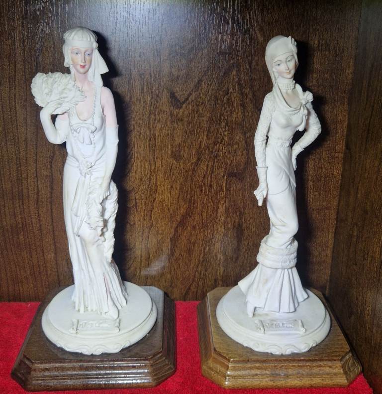 Pair of 1985 Art Deco Resin Figurines – A. Belcacci Design for DEAR Ltd