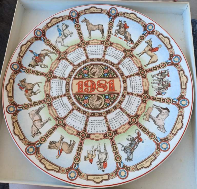 Vintage Wedgwood Calendar Plate – 1981 “Horses” (Boxed)