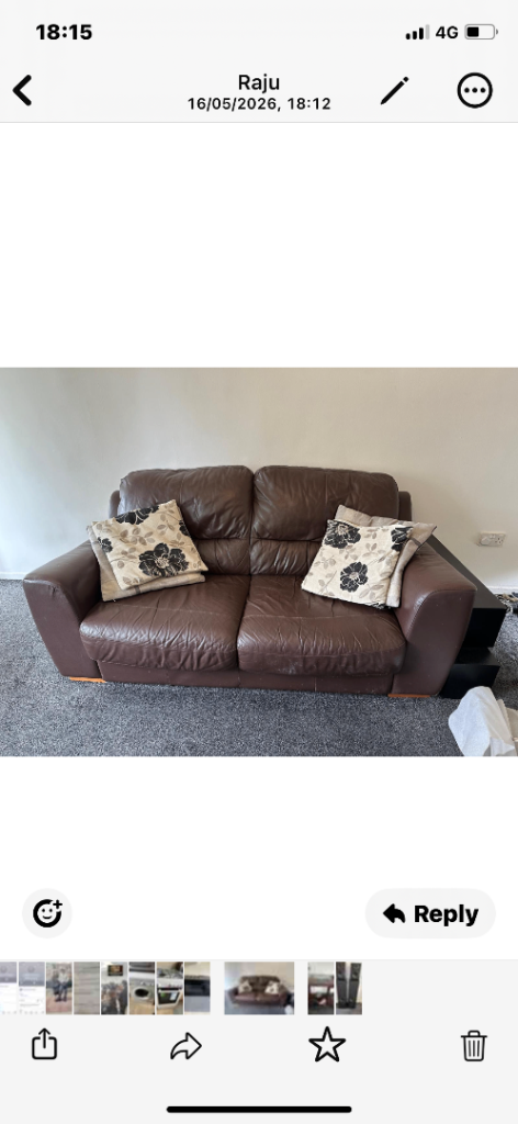 Brown leather sofa