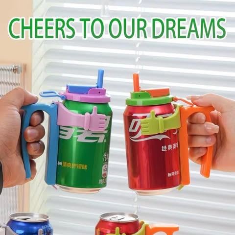 Anti Spill Can Holder With Straw Lid & Handle For Cans - Secure Grip,