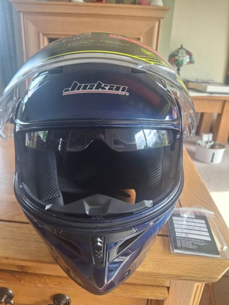 Blue motorcycle helmet