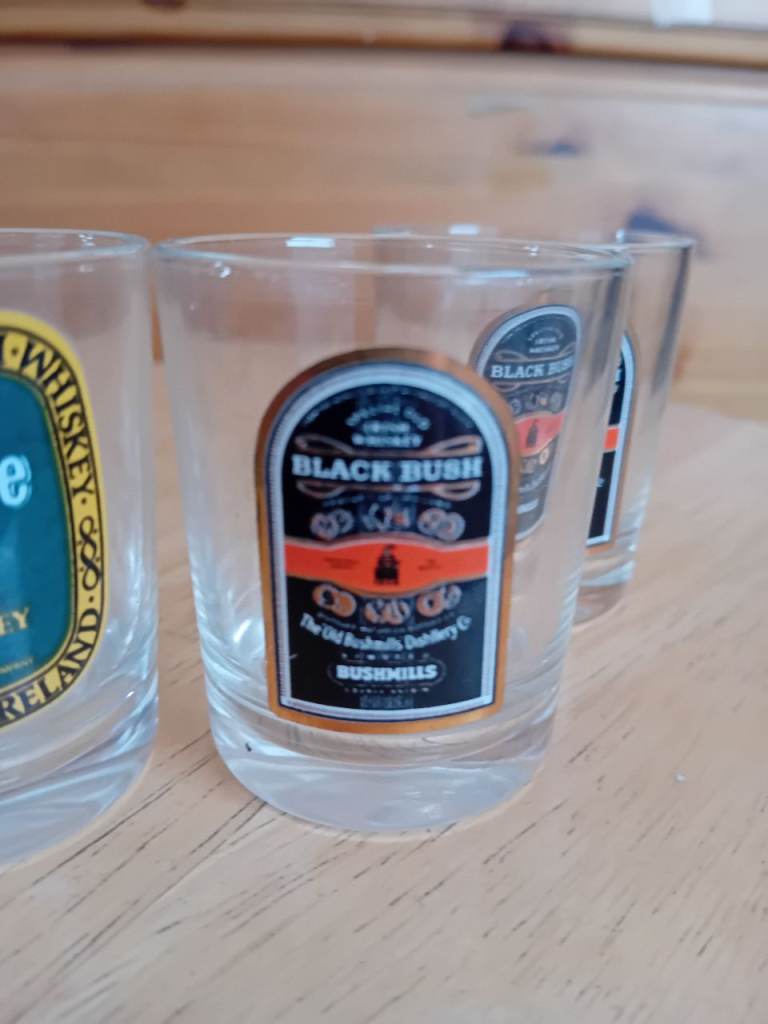 Bushmills Black Bush Whiskey Shot Glasses - Set of 3, Good Condition