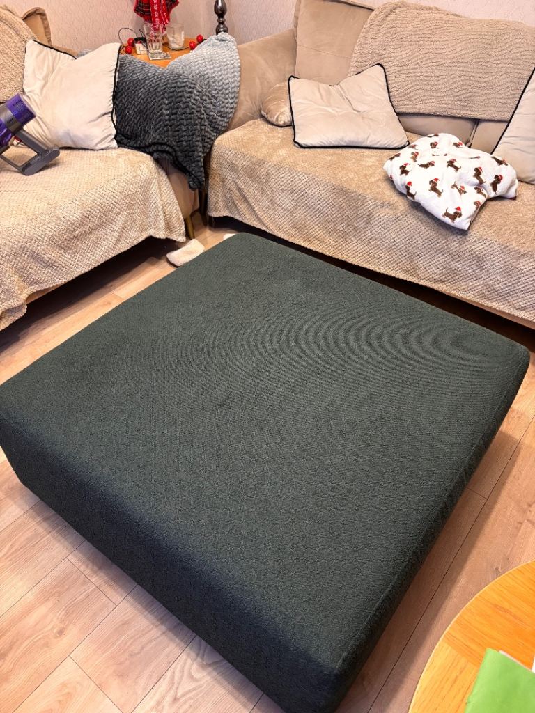 image for Large green boucle footstool