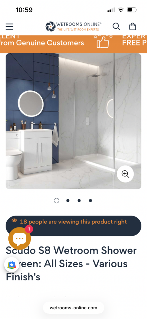 Scuda s8 shower/wet room panel 