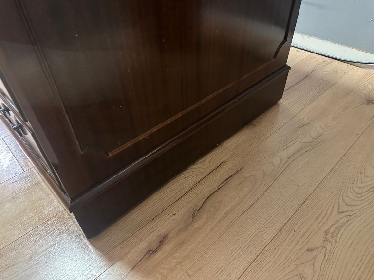 Large Antique Style Captains Bankers Desk Green Leather Twin Pedestal Partners #32