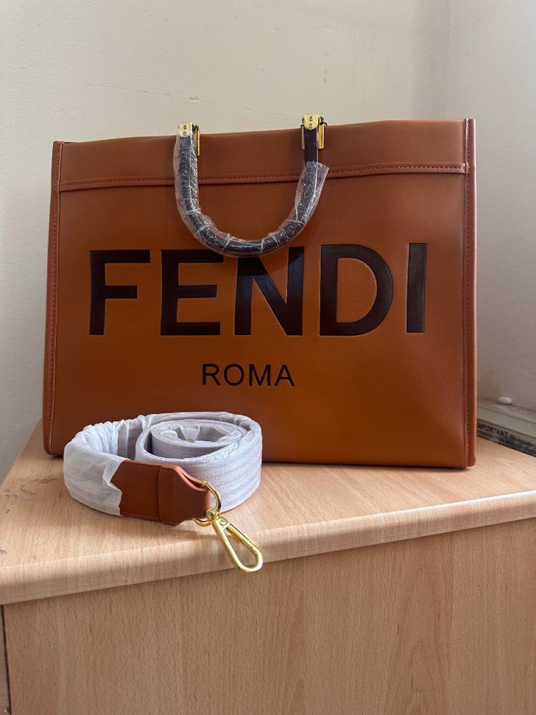 Fendi Roma Brown Leather Tote Bag