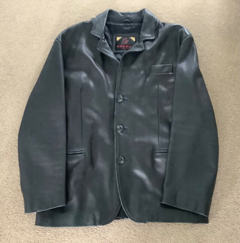 Men’s Black Real Leather Jacket - size Large 