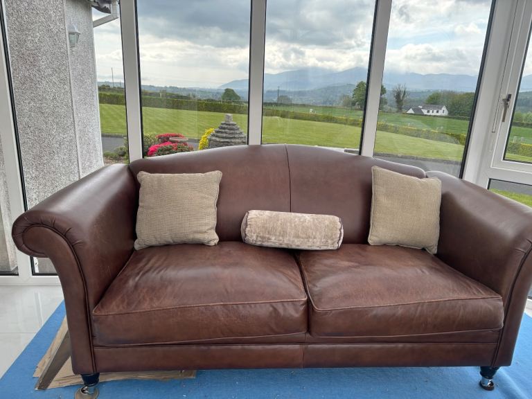 Laura Ashley Brown Leather Sofa  