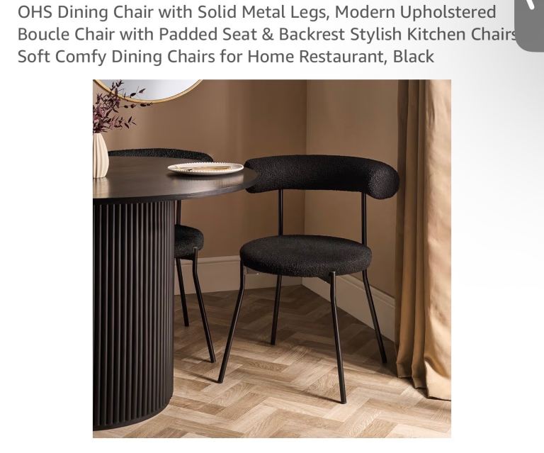 BRAND NEW IN BOX. Black Boucle Dining Chair