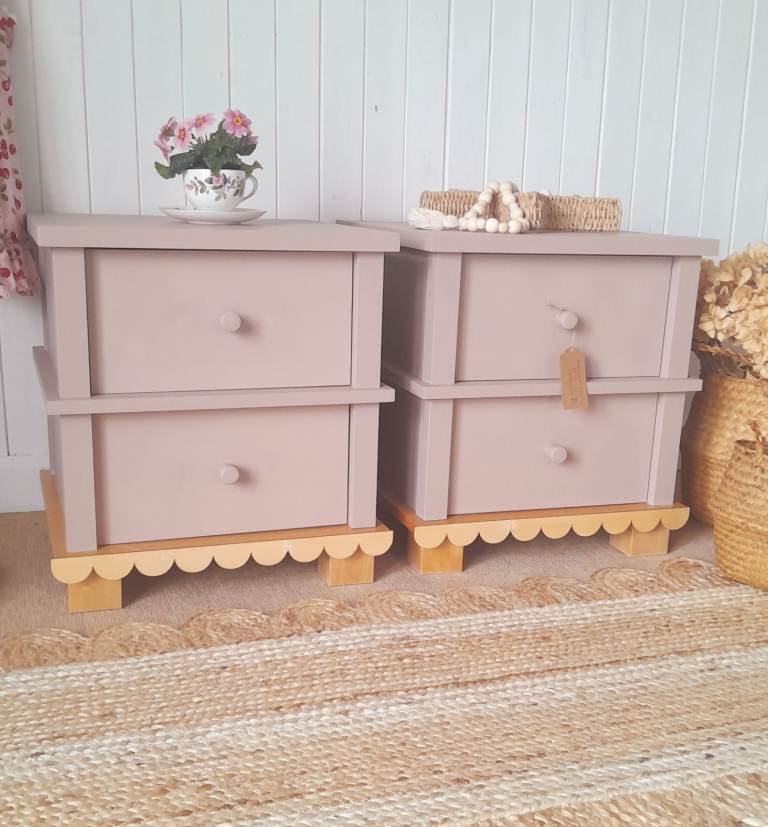 Beautiful blush 2 drawer side tables, bedside chests