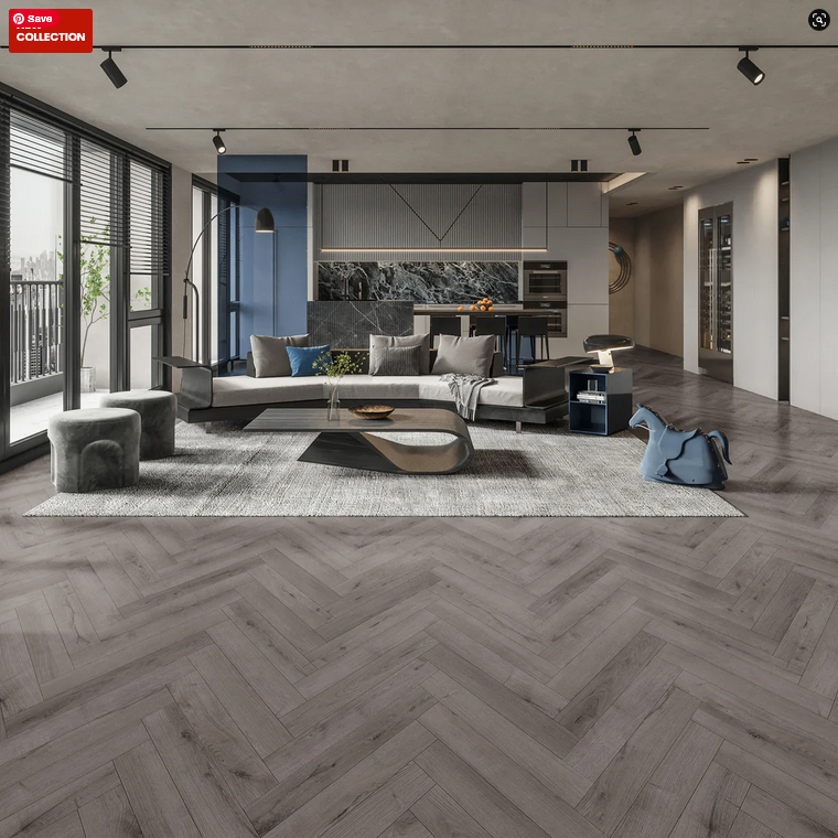  Lushwood Midnight Grey Herringbone Laminate Flooring