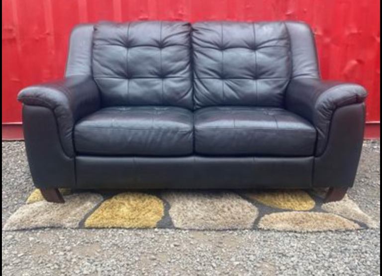 Next Black Leather Sofa 2 Seater Sofa in excellent condition