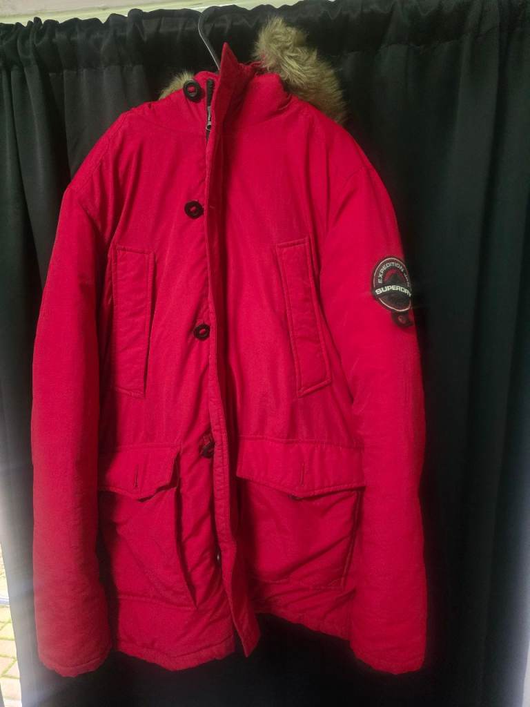 image for Superdry Expedition Parka Jacket – Red – Fur Hood