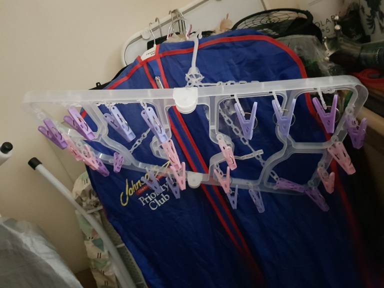 3 Sets 32 Peg Folding Plastic Laundry Sock Underwear Clothes Pants Dryer Rack Hanger