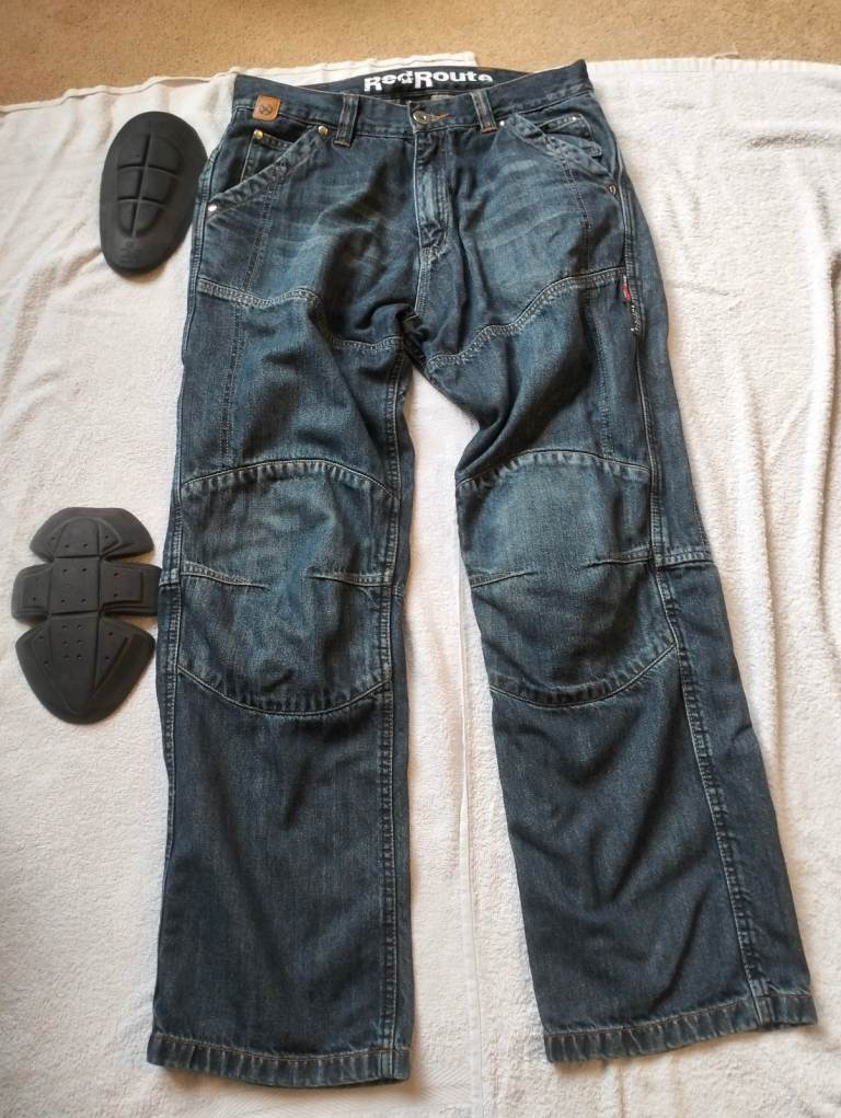 Red Route Mens motorcycle Jeans Blue Size 32"  Reg 29" Short Leg Kevlar & Armour