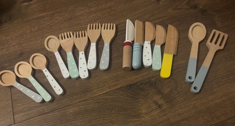 IKEA Duktig Wooden Play Kitchen + Food & Utensils Bundle