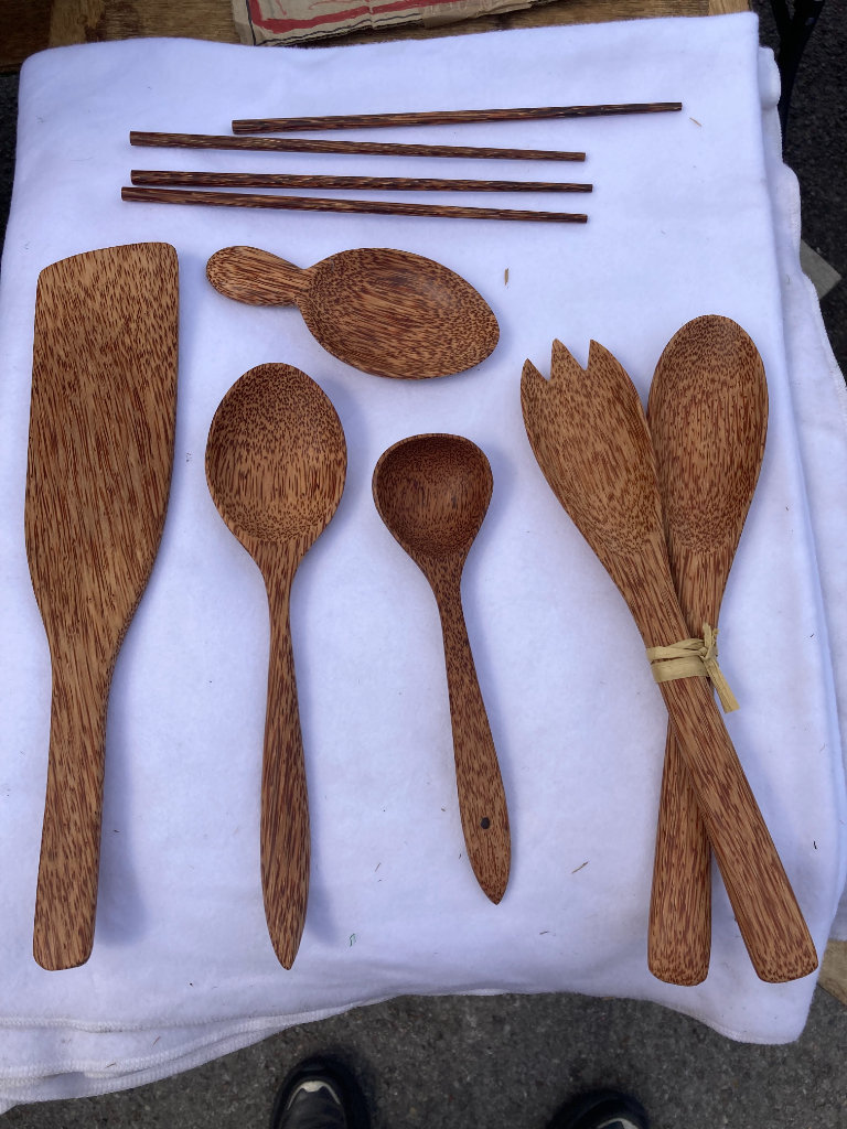 Coconut wood kitchen utensils Hand Made sustainable durable 