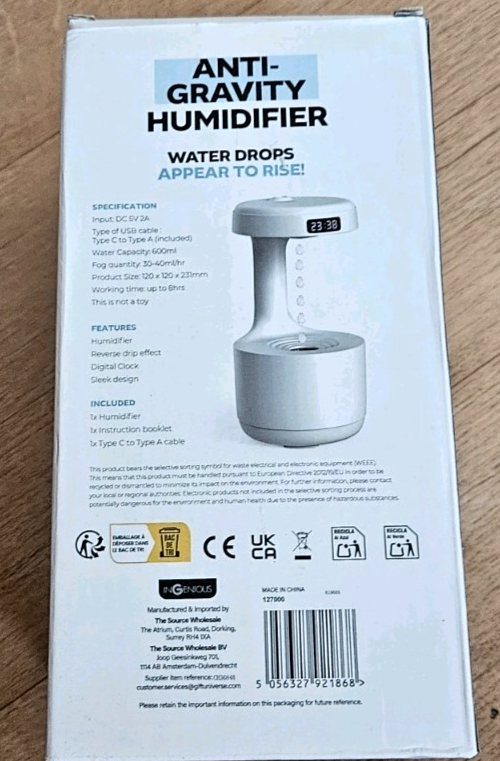 Anti-gravity Water Drop Humidifier Air Humidifier Office Desk Bedroom Home 600ml